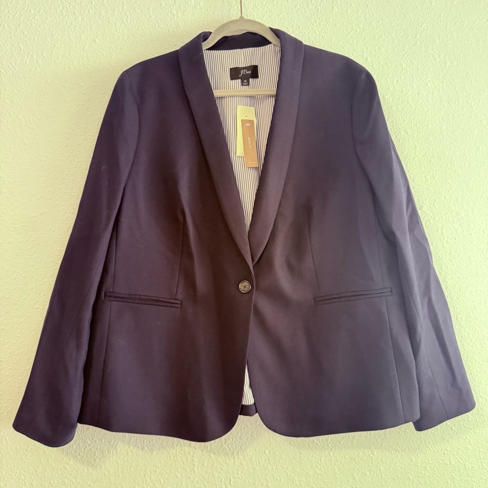 J. Crew Parke Navy Wool Blazer Suit Jacket One Button Size 18‎